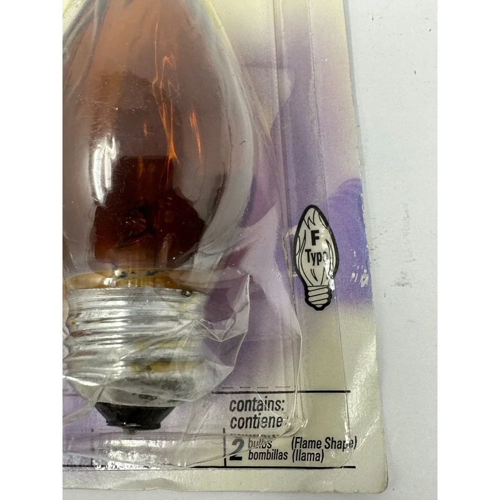 4 Vintage GE Flair Amber Light Bulb Chandelight 25 Watt Flame Antique Fixtures